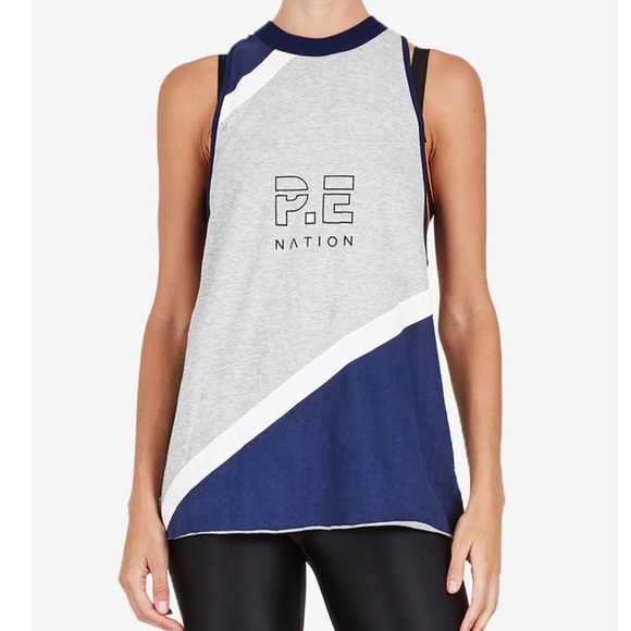 P.E Nation Gray and Navy Muscle Tee - Picture 1 of 7
